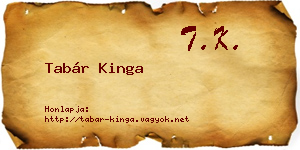 Tabár Kinga névjegykártya